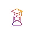 Bright gradient vector education icon of a girl in a cap for online education, universities, schools etc