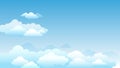 Bright gradient vector illustration of cloudscape and fluffy clouds