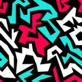 Bright graffiti geometric seamless pattern grunge effect