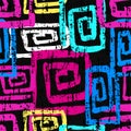 Bright graffiti geometric seamless pattern grunge effect Royalty Free Stock Photo