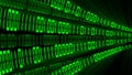 Bright green abstract binary code on black background with various shadow effects Royalty Free Stock Photo