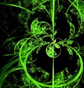 Bright green abstract fractal background of circles and geometric elements. Beautiful abstract fractal to highlight individual