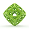 Bright Green Abstract Geometric 3D Object with Openings and Interconnected Structures image Royalty Free Stock Photo