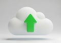 Green upload arrow on white cloud icon for cloud storage and data transfer isolated on white background Royalty Free Stock Photo