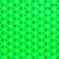 Bright green background with dots and simple petal shapes.