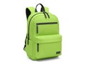 Bright green backpack with multiple compartments and black zippers Royalty Free Stock Photo