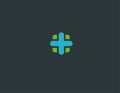 Creative bright green and blue logo icon cross medicine pharmacy pharmacology