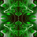 Bright green embroidery abstract vector 3d seamless pattern. Textured spotted waves background. Ornamental repeat tapestry