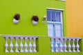 Bright green facade of the house in colorful Bo-Kaap district of Cape Town, South Africa Royalty Free Stock Photo