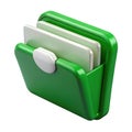 Bright green folder icon with documents and white closure Royalty Free Stock Photo