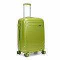 Bright Green Four- Wheeled Rolling Suitcase with Retractable Handle on White Background luggage Royalty Free Stock Photo