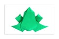 Origami. Bright green frog out of paper. The concept of minimalism Royalty Free Stock Photo