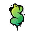 Bright Green Graffiti Dollar as Street Wall Painting Art Vector Illustration