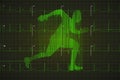 Bright green human electrocardiogram in running shape on dark monitor, healthy life concept