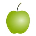 Bright green juicy apple with a stem isolated on a white background Royalty Free Stock Photo