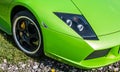 Bright green Lamborghini super car