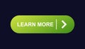 Bright green learn more button with text and arrow for interactive website navigation