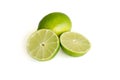 Bright green lime slice and whole