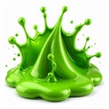 Bright Green Liquid Splash on White Background Royalty Free Stock Photo