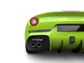 Bright green modern sports car - stop light closeup shot