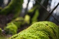 Bright green moss close-up