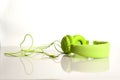 Bright green music headphones Royalty Free Stock Photo