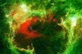 Bright green nebula. Elements of this image furnished by NASA