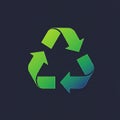 A bright green recycling symbol with three arrows forms a triangular loop against a Royalty Free Stock Photo