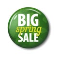 Bright green round button with words `Big Spring Sale` Royalty Free Stock Photo