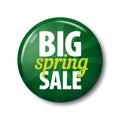 Bright green round button with words `Big Spring Sale` Royalty Free Stock Photo