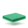 A bright green scrubbing sponge, composed of two layers, floats on a white background. Royalty Free Stock Photo