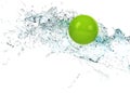 Bright green sphere in water splash Royalty Free Stock Photo