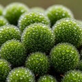 Bright green, spherical moss-like structures covered Royalty Free Stock Photo