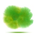 Bright green spring transparent watercolor vector stain isolated on white background. Royalty Free Stock Photo