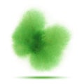 Bright green spring watercolor vector smear stain on white background with realistic paper watercolor texture.