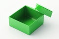 Bright green square storage box with open lid isolated on white background Royalty Free Stock Photo