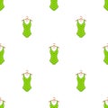 Bright green swimsuit with yellow flowers. Clothes for girls on the beach.Swimcuits single icon in cartoon style vector