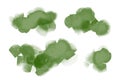 Bright green watercolor painted stains set