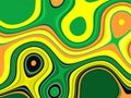 Bright green yellow phosphorescent yellow purple geometric background. Waves like shapes, abstract background