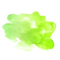 Bright green - yellow spring watercolor vector grunge stain isolated on white background. Royalty Free Stock Photo