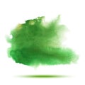 Bright green - yellow spring watercolor vector smear stain on white background.