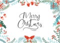 Bright greeting card with merry christmas lettering Royalty Free Stock Photo