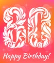 Bright Greeting card Template. Celebrating 80 years birthday. Decorative Font