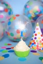 Bright Happy Birthday Cupcakes With Candles Royalty Free Stock Photo