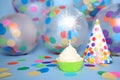 Bright Happy Birthday Cupcakes With Candles Royalty Free Stock Photo