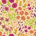 Bright and happy floral seamless pattern Royalty Free Stock Photo