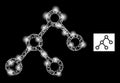 Bright Hatched Binary Connections Mesh Icon with Glare Spots