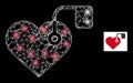 Bright Hatched Heart Pacemaker Mesh Icon with Glare Dots