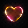 Bright heart background. Romantic neon sign. Royalty Free Stock Photo