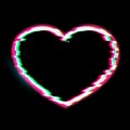 Bright heart with a glitch effect on a dark background Royalty Free Stock Photo